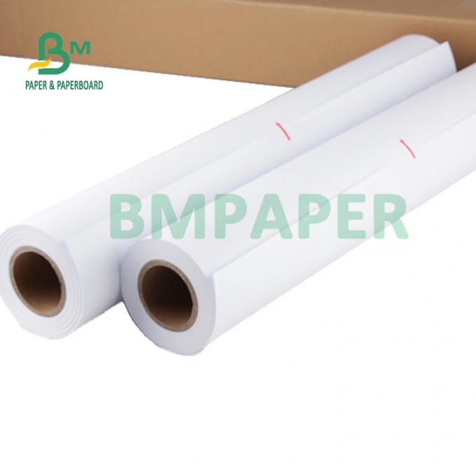 92% Trắngness 80gsm Trắng Plain Paper Roll For CAD Plotter 24'' x 150ft 