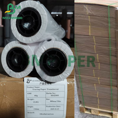 Bảng giấy 60gm Tracing Translucent Plotter Paper Samll Rolls 880mm X 50m 100m 150m Carton Pack