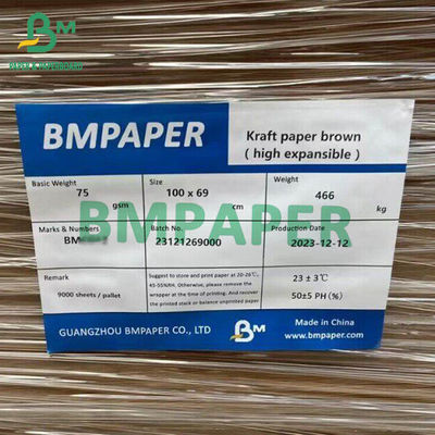 Giấy túi mở rộng mạnh 75gm 80gm 85gm Virgin Brown Kraft