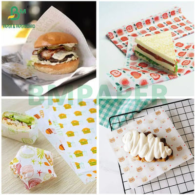 Giấy gói đồ ăn nhanh tráng sáp 30GSM 40GSM phân hủy sinh học, không chứa BPA, dùng để gói bánh mì kẹp
